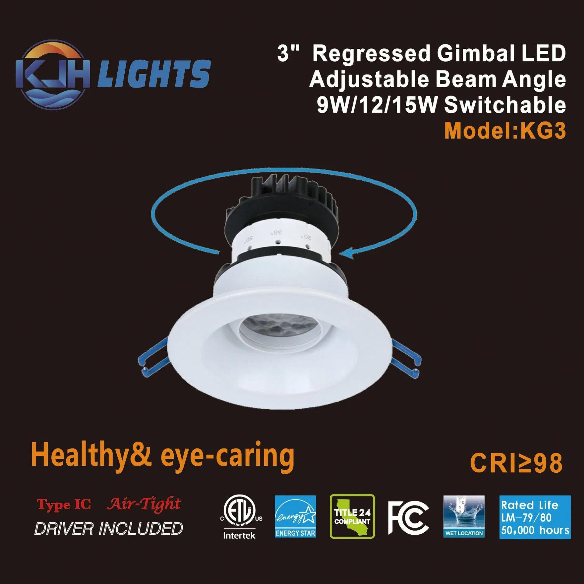 Ultra-Thin Trimless LED Downlight 3in 5CCT Adjustable Beam Angle Recessed Round Slim Light for Hotel House Projects