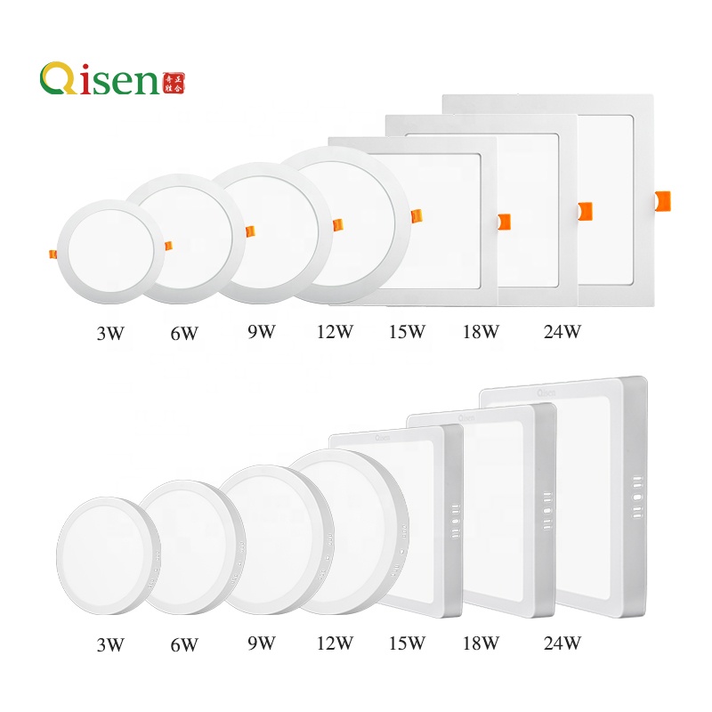 6000k Round Square Led Panel Light 4 5 6 8 12Inch 6w 9W 12w 18W 24W Led Downlight Recessed Light Panel Lamp