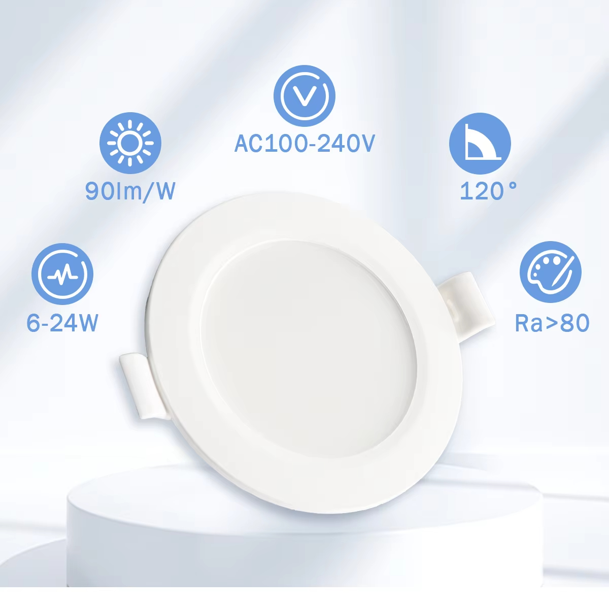 2.5C for Round Energy Conservation 6W AC100-240V 3000K4000K6000K Easy Installation Ceiling Thin Led Downlight for Large Malls