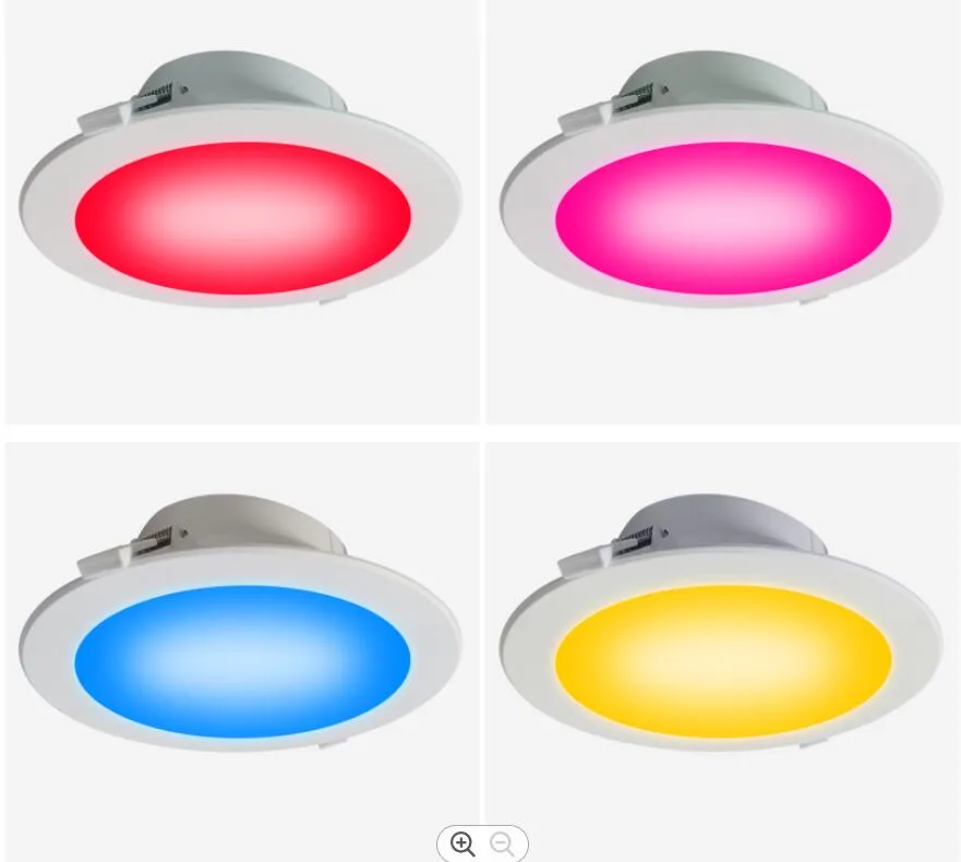 Recessed smart downlight scenario showing adjustable colors