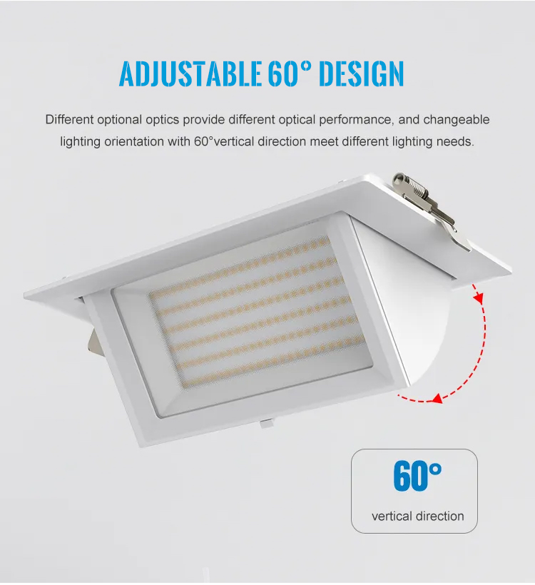 Customized Dimmable Gypsum Ceiling Led Downlight Double square Downlight Recessed Linear Led Light Ip44 Project Commercial Lamp