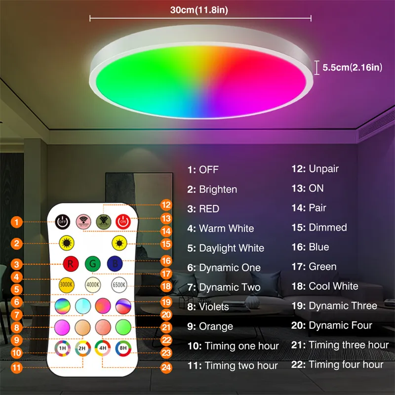 Tuya WiFi RGB Smart LED Ceiling Light Dimmable APP Control Color Changing Surface Mount Indoor Lamp