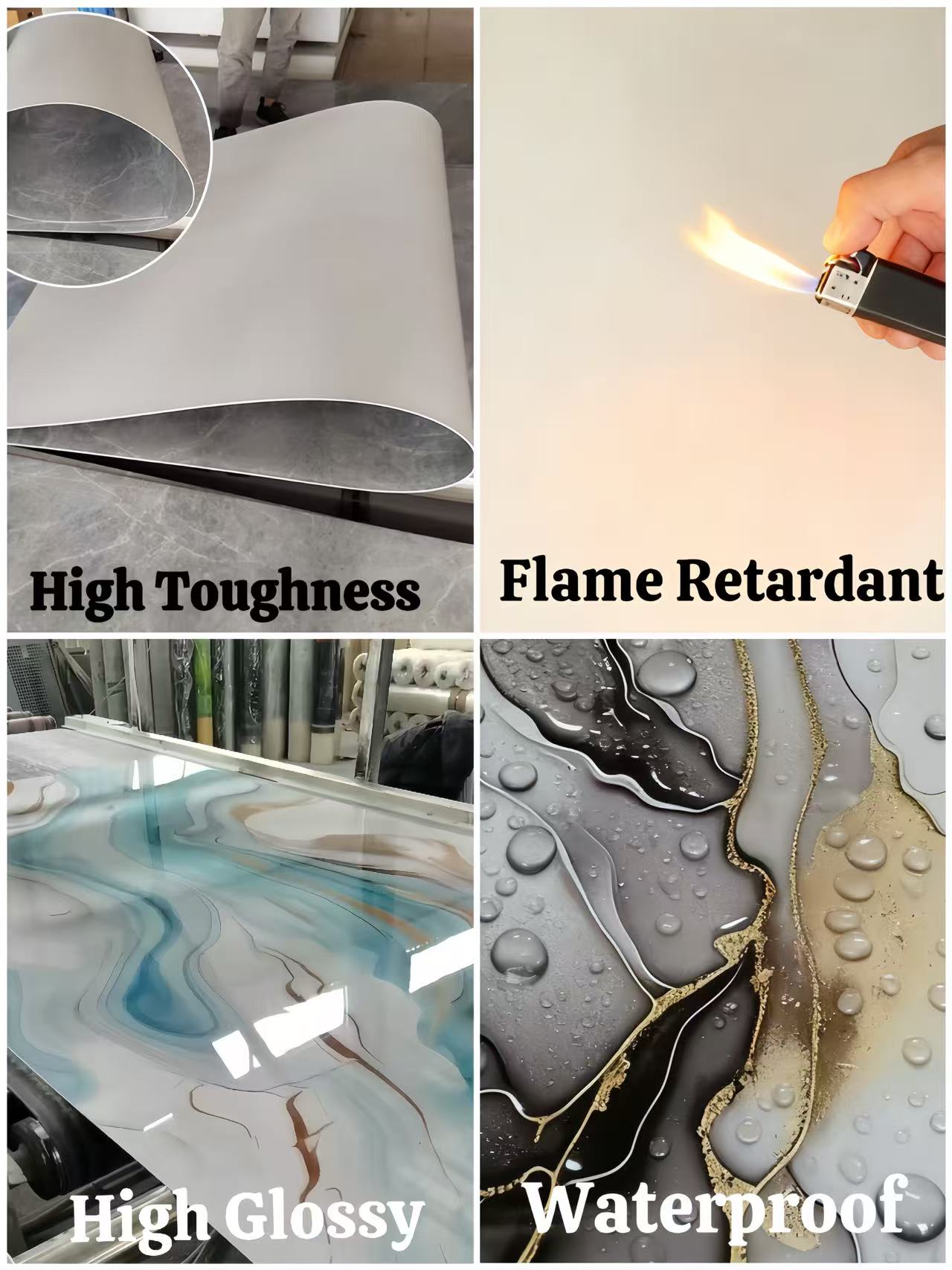 Waterproof Marble Series PVC Laminated Foam Board 3mm Thick UV Printed Lightweight Non-Toxic Wall Ceiling Panels Customized Size