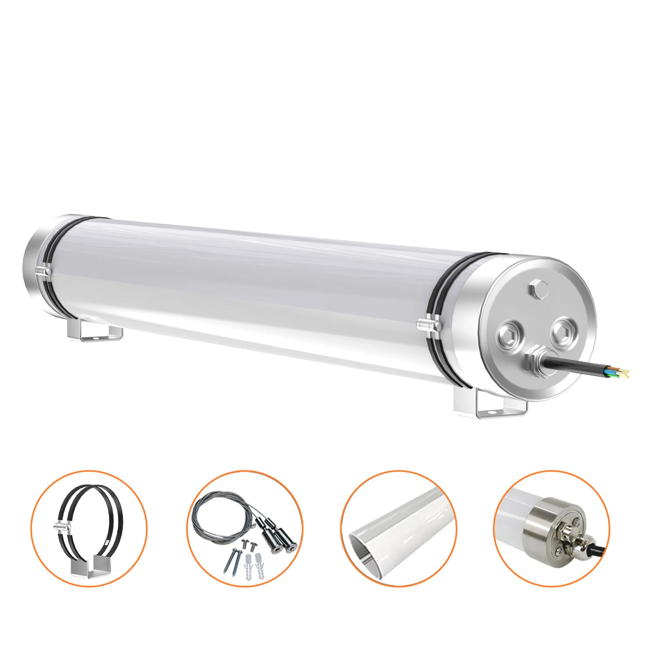 IP67 Tri-Proof Light Tubular Explosion Waterproof D75mm 60W LED Batten Light