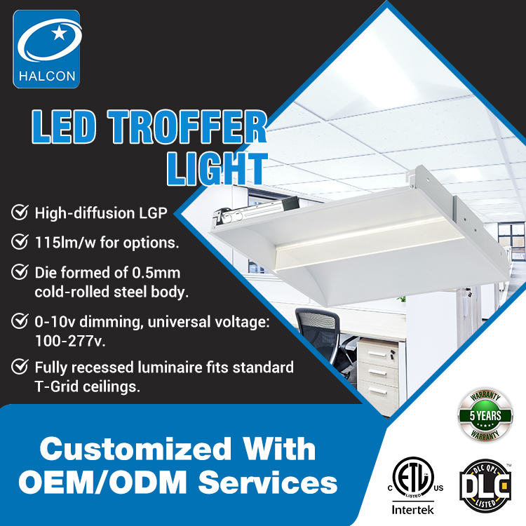 Halcon ETL DLC Listed Dimmable Ceiling Panels Lamp 60x60 Led Troffer Light for Office Hospital
