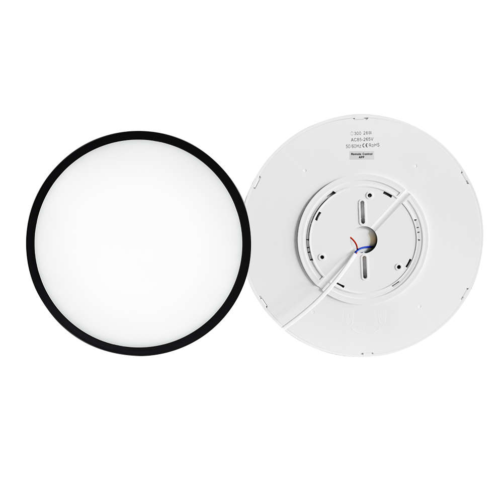 Modern Round Flush Mount LED Ceiling Light Warm White Dimmable with Remote Control for Bedroom