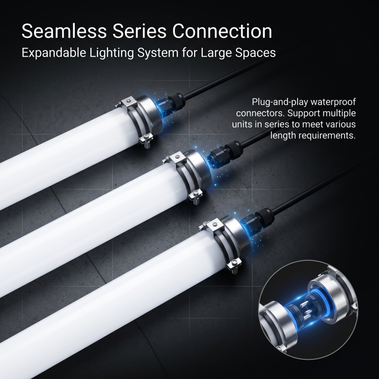 Stock 4FT Sensor 0-10V Dimmable LED Linear Light Hanging IP66 Tri-Proof Lighting Batten Light Fixture for Warehouses