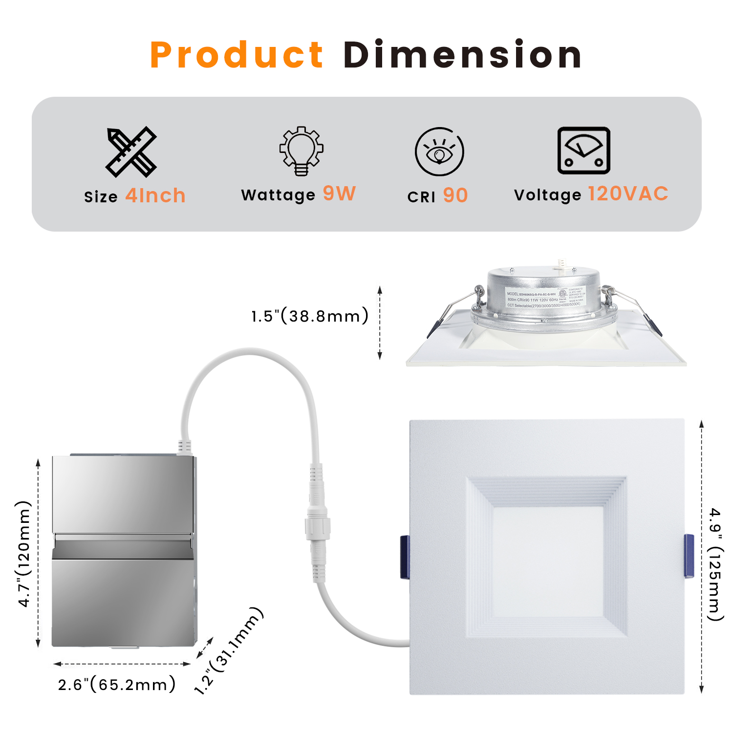 6 Inch 12W Canless Dimmable Ceiling Fixed Led Cob ETL Listed Recessed Mounted Led Downlight with Baffle and J-Box