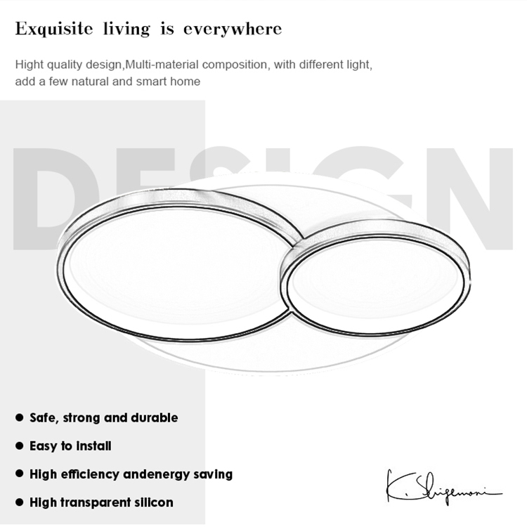 Modern Simple Design Indoor Decorative Household Round Acrylic Dimmable Led Ceiling Light With 2.4g Remote Control