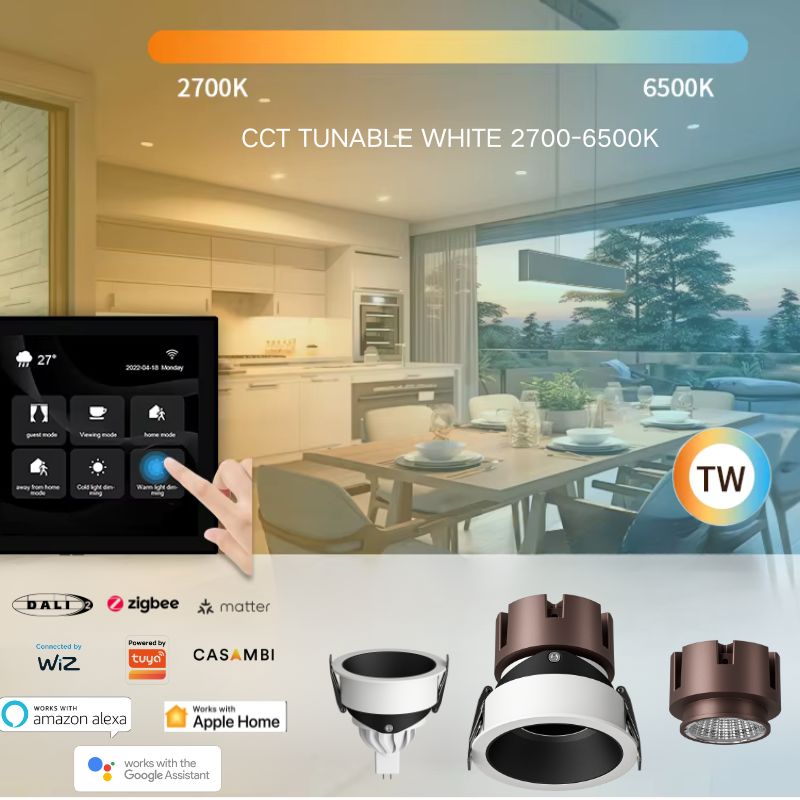 Smart Home System Dimmable Downlight Zigbee Homekit Motion RGB Downlight Recessed Ceiling Spotlights Adjustable Angle Downlight