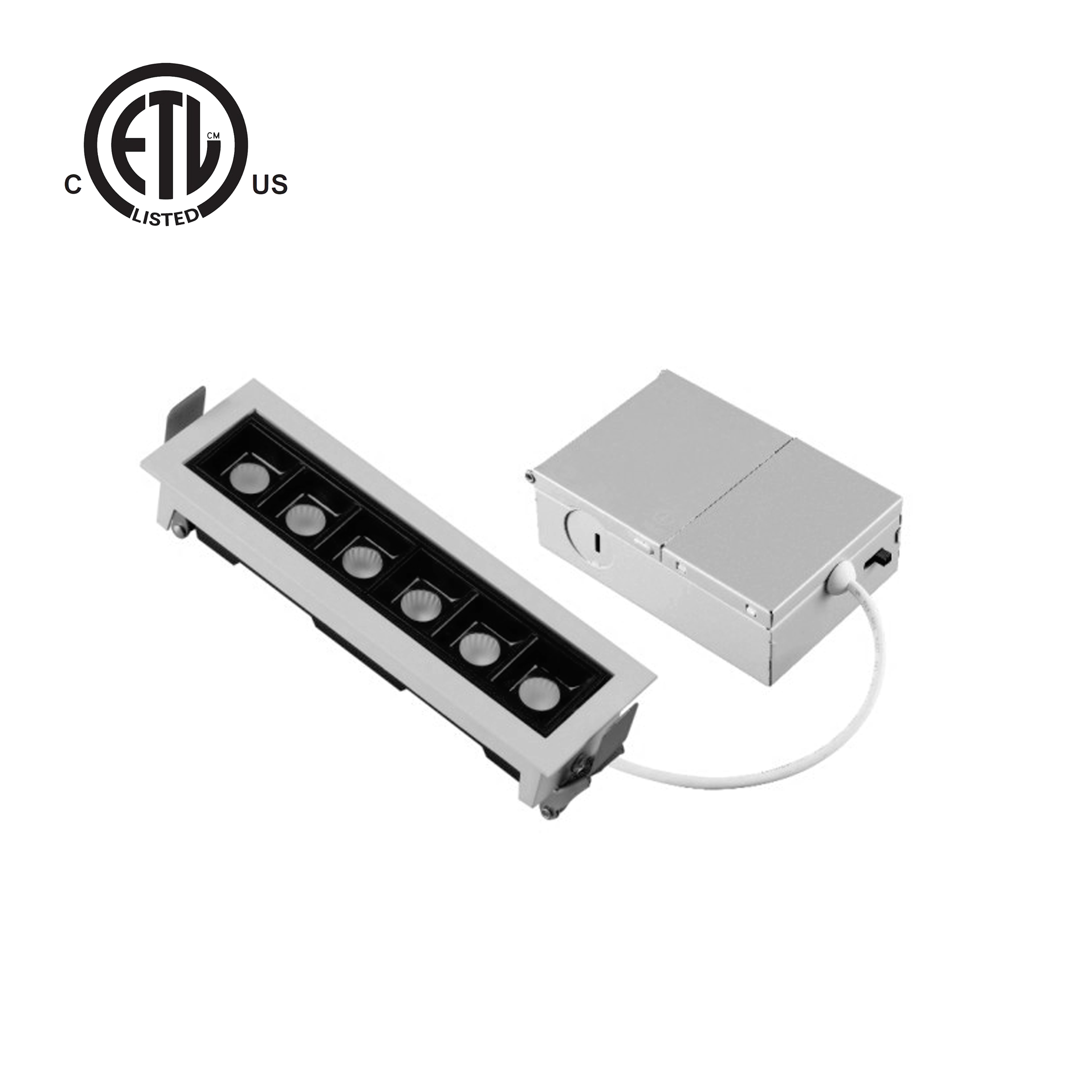 ETL Certification Industrial Design Flick Free Embedded Aluminum Ceiling Grille Light 0-10V Dali Dimmable 30W 20W 10W LED