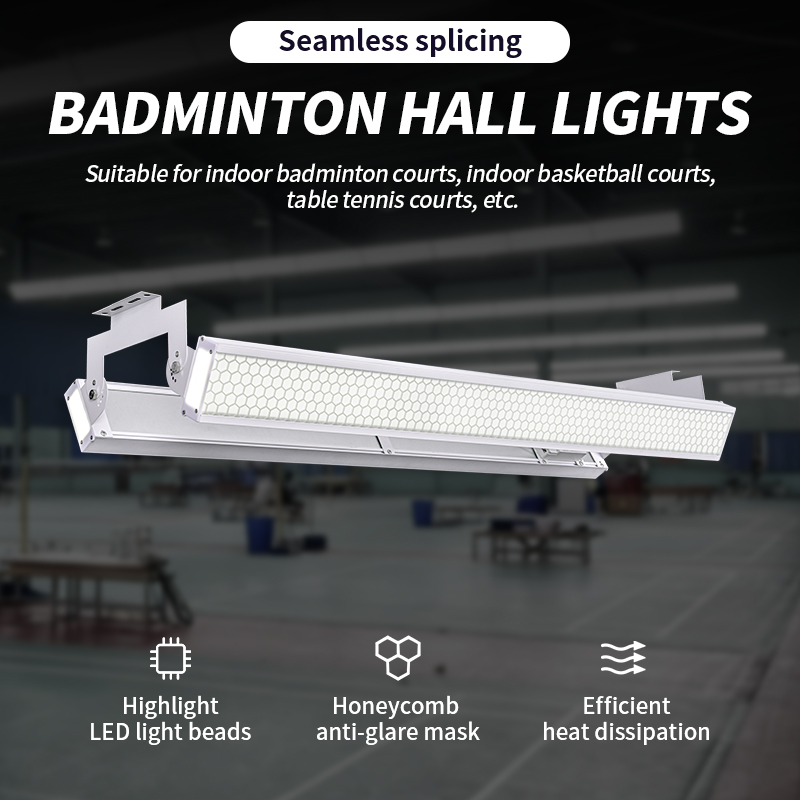 New Indoor Led Badminton Field Lighting Led Badminton Court Light Anti Glare Padel Court Rectangle Hanging Linear Light For Gym