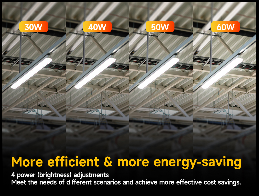 Stock in US 4ft 60W 3000K-6500K Wattage 5CCT Selectable Vapor Tight IP65 LED Tri-Proof Light