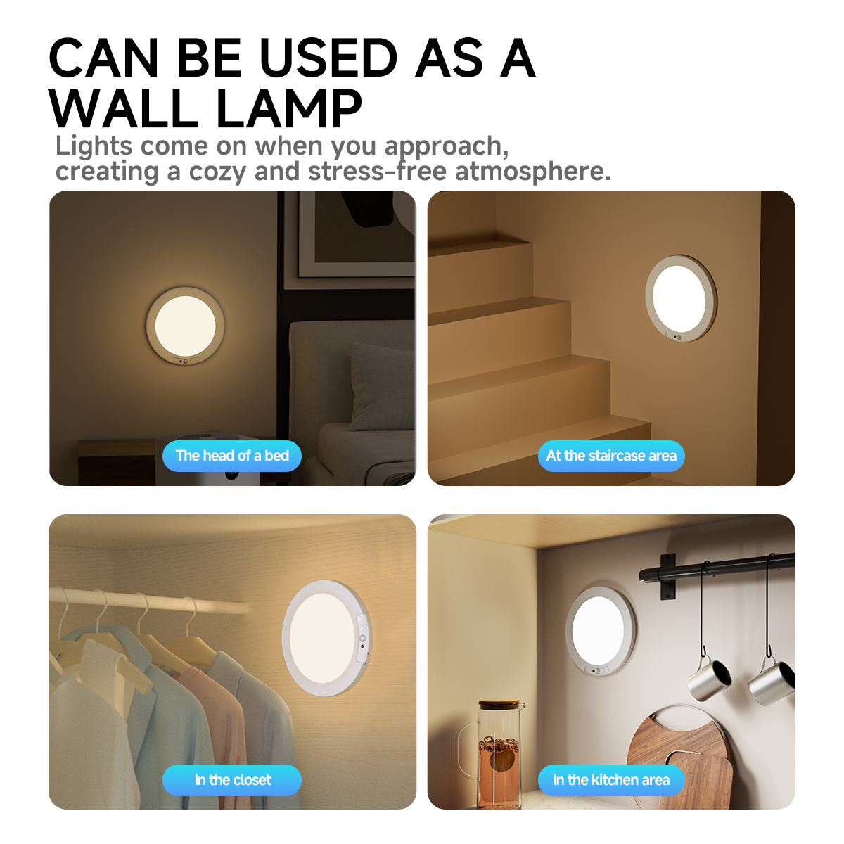 Magnetic Wireless Ceiling Lights Battery Operated,Closet Light,LED Shower Lights for Stairs Pantry Hallway Porch