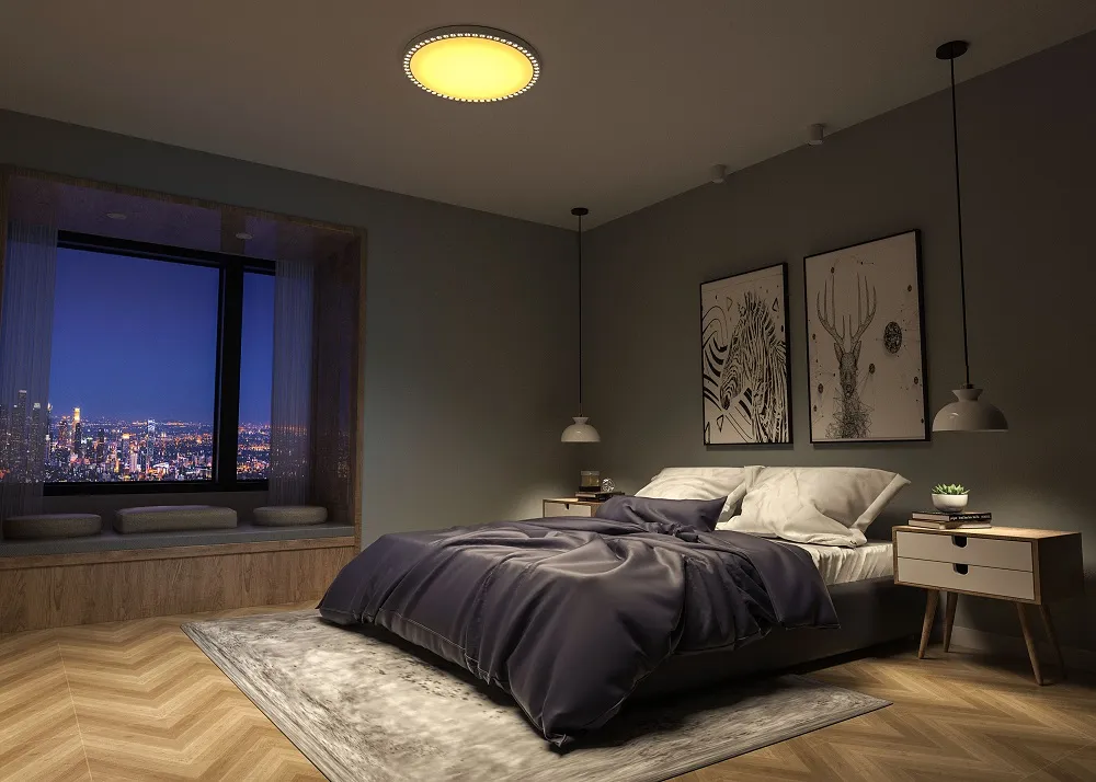 Smart Dimmable LED Composite Ring Ceiling Light with Backlight Zigbee APP Control
