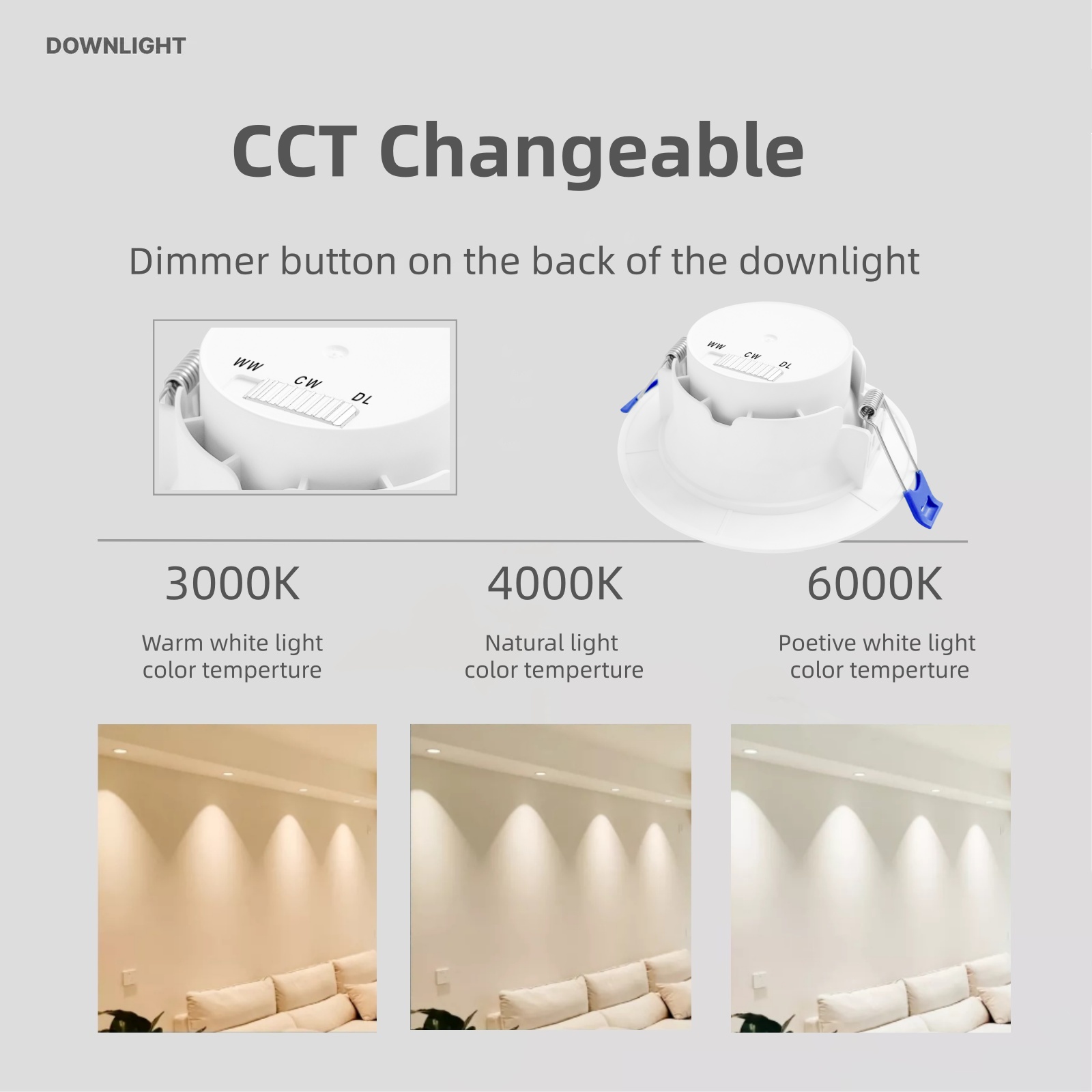 Ultra Slim down light Australian 8w Saa Certificate 3cct Adjustable Downlight Dimmable Led recessed lights Aluminium Spotlight