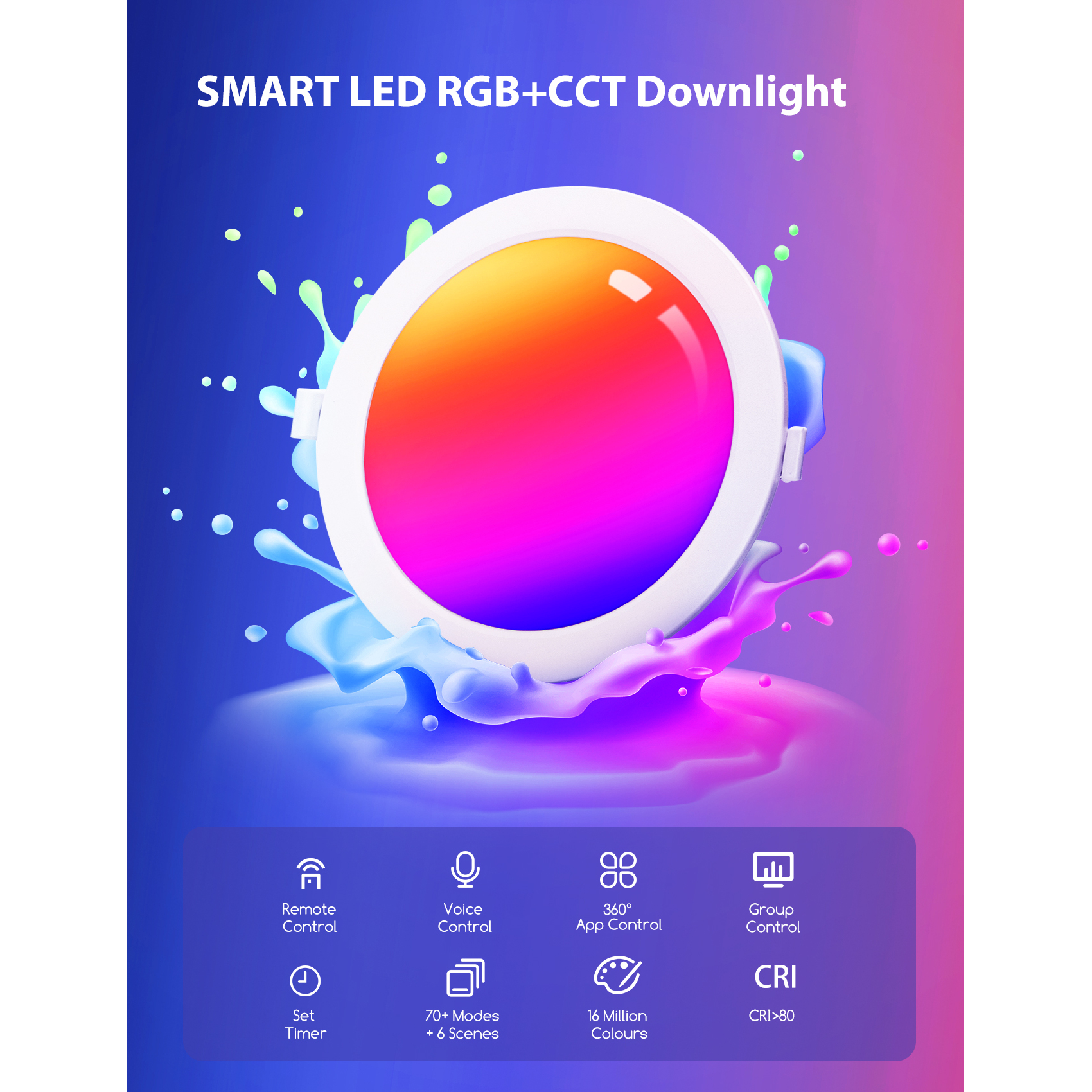Aigostar 9W Smart LED Downlight Recessed Ceiling Ultra-Thin WiFi APP Control RGB Spotlight China 145mm X