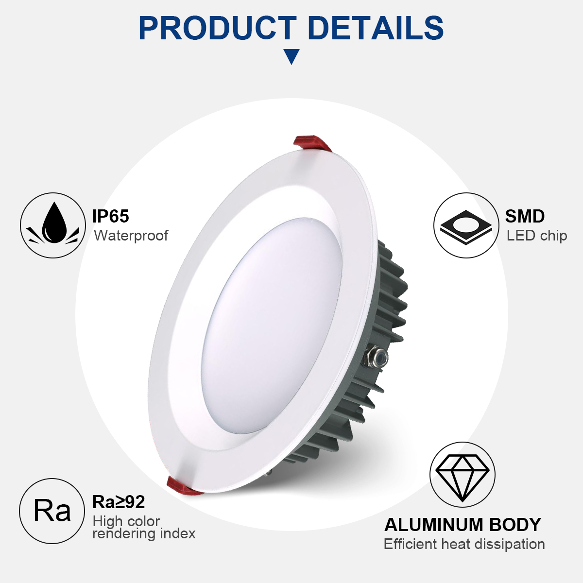 Hot Sale Ultra Slim Anti Glare SMD White 10W 15W 20W Recessed Led Downlight for Indoor Hotel Halls