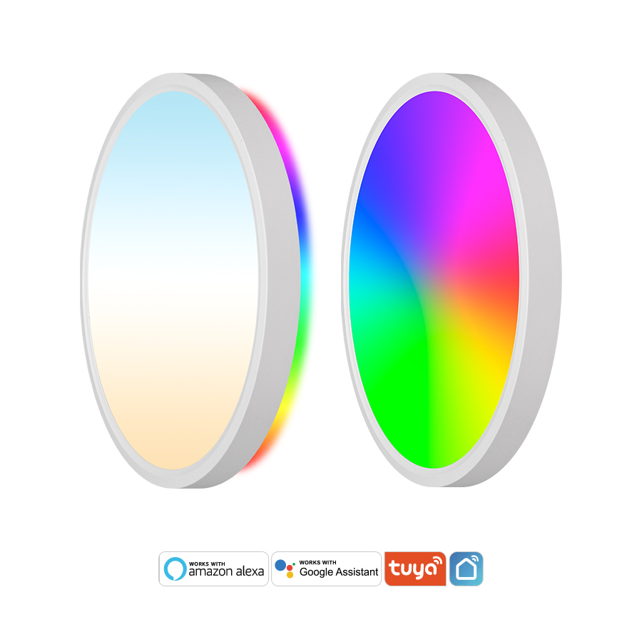 Modern RGB Adjustable Smart Home Alexa WIFI APP Voice Control Flush Mount Multi Color Dimmable LED Ceiling Lights Home Office