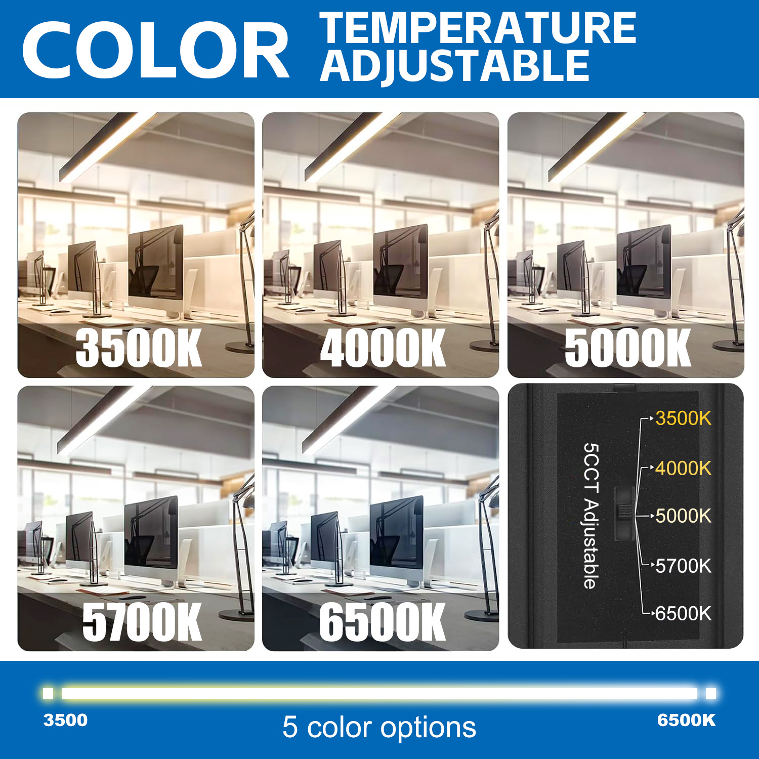 NGT Strip Linear Hanging Lights 4FT 8FT 15-100W 13000Lm 5CCT IP44 5-Year Stainless Steel Batten Fixture Pendant Lamp Led