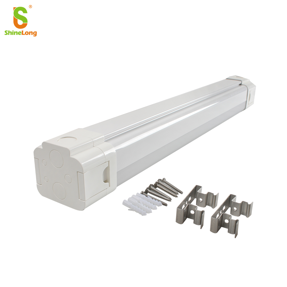 Outdoor Office LED Vapor Tight IP65 Waterproof Linear Batten Light 4FT 5FT Triproof Light Fixture With 5-Year Warranty Dimmable