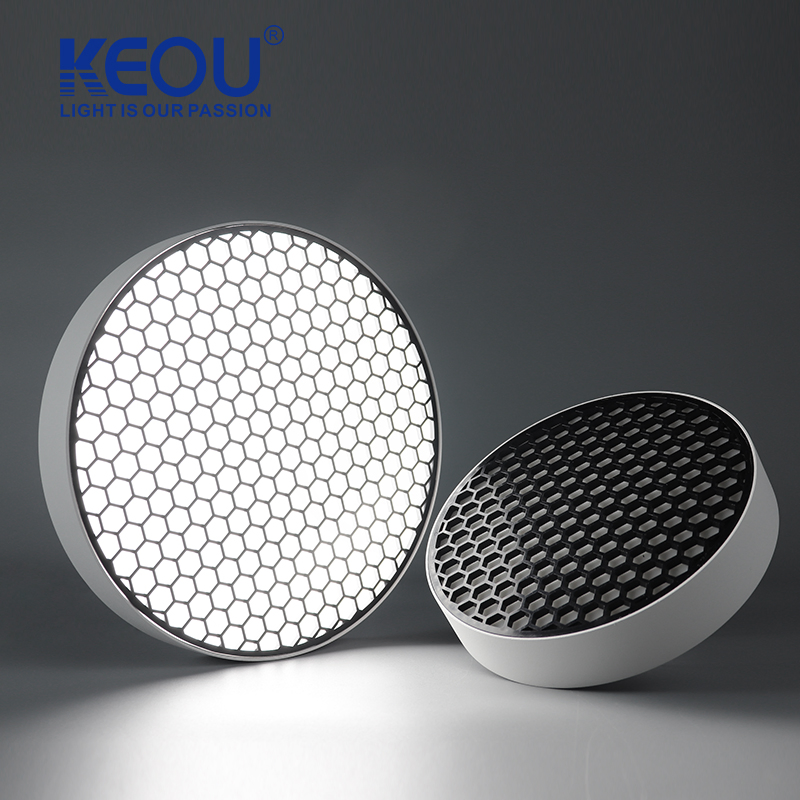 Keou Surface Mounted Hexagon Anti-Glare Low Ugr Black Panel LED Lighting Ceiling Light for Office