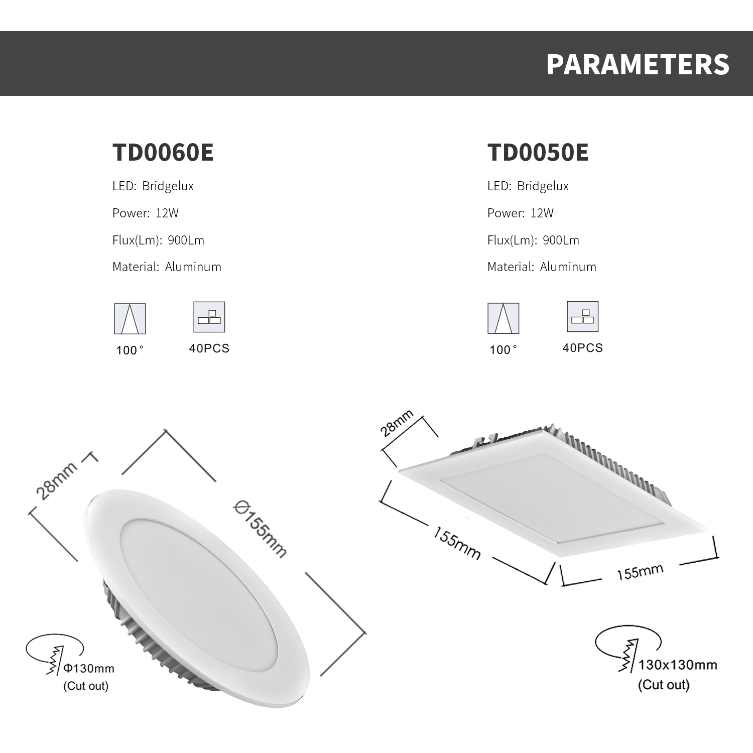 Ultra Slim Recessed Downlight LED Panel Light-Indoor ROHS Certified Commercial Use
