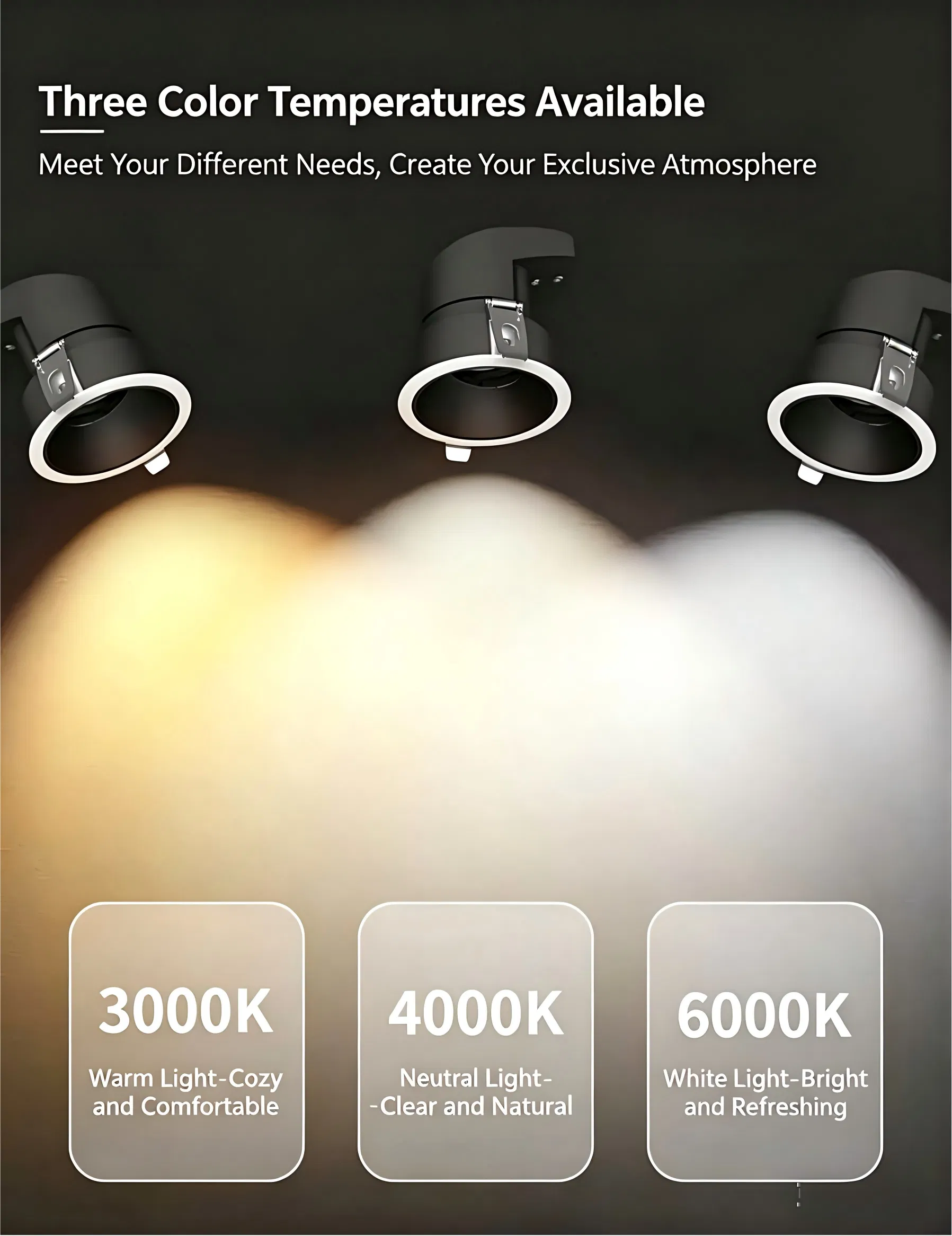 Smart Recessed LED Downlight, Bg-Ktwbk Ultra Slim CCT Dimmable Ceiling Lamp Zigbee APP Control for Indoor Ambient Lighting