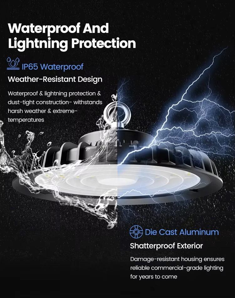Super Bright 100W UFO LED High Bay Lights 6500K Waterproof IP65 Commercial Lighting Industrial Warehouse LED High Bay Lamp