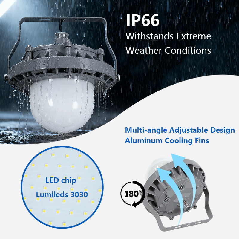 Customizable Durable 50W 100W 150W High Lumen IP66 Waterproof CE Certified Explosion Proof LED Tri-Proof Industrial Lighting for