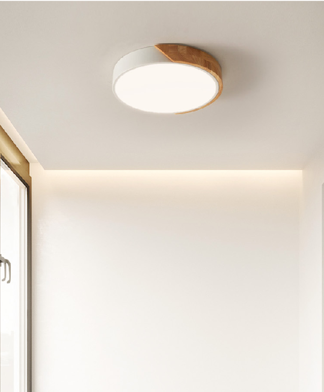 Wood Housing LED Ceiling Light for Living Room Smart Light With Remote Control Dimmable Color Changing Wood Ceiling Lights