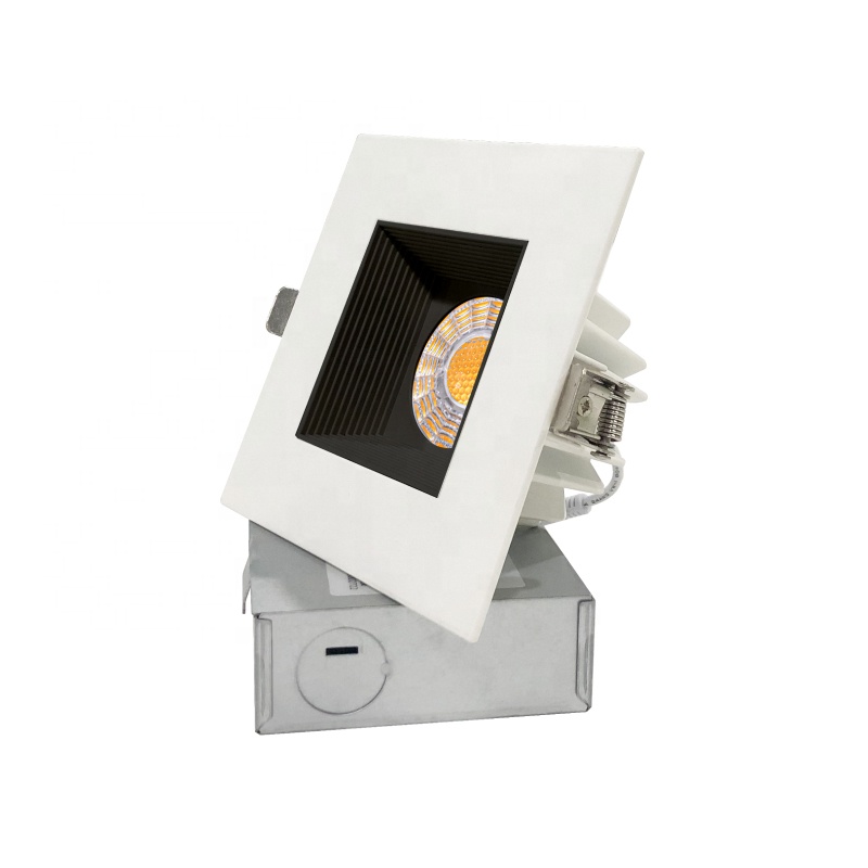 Anti-Glare Downlight 4inch 12/15W Dimmable COB Square White with Black Trim Downlight 5CCT Selecatable Downlight CRI 90+