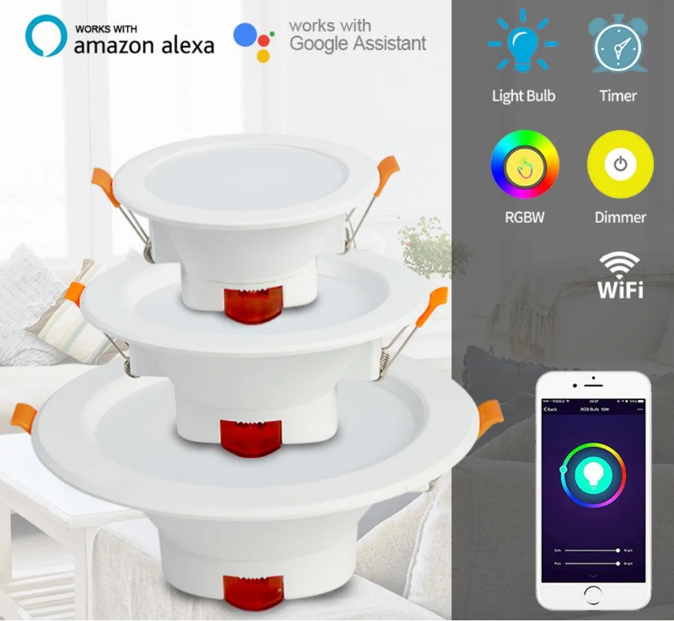 Australia RGB Recessed Ceiling Color Changing APP Control WiFi LED Panel Light Smart Bulb Alexa Voice Control Downlight