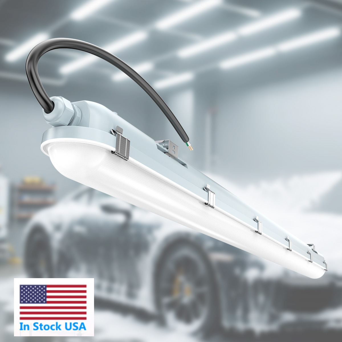 Stock in US LED Batten Light 4ft 60W 3000K-6500K Wattage 5CCT Selectable IP65 LED Tri-Proof Light