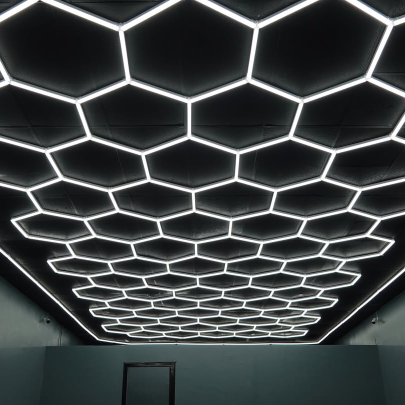 Contation 110 220 Volt 9 LED Workshop Ceiling Led Working Lights for Car Shop and Garage Honeycomb Lights Hexagonal Led Light