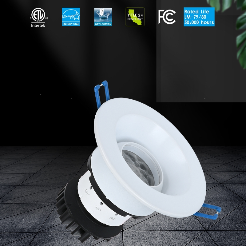 Ultra-Thin Trimless LED Downlight 3in 5CCT Adjustable Beam Angle Recessed Round Slim Light for Hotel House Projects