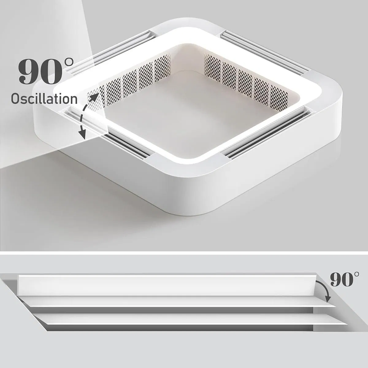 2025 Bladeless Ceiling Fan Light Flush Mount Smart APP Control Dimmable Square LED Ceiling Fan with Light and Remote