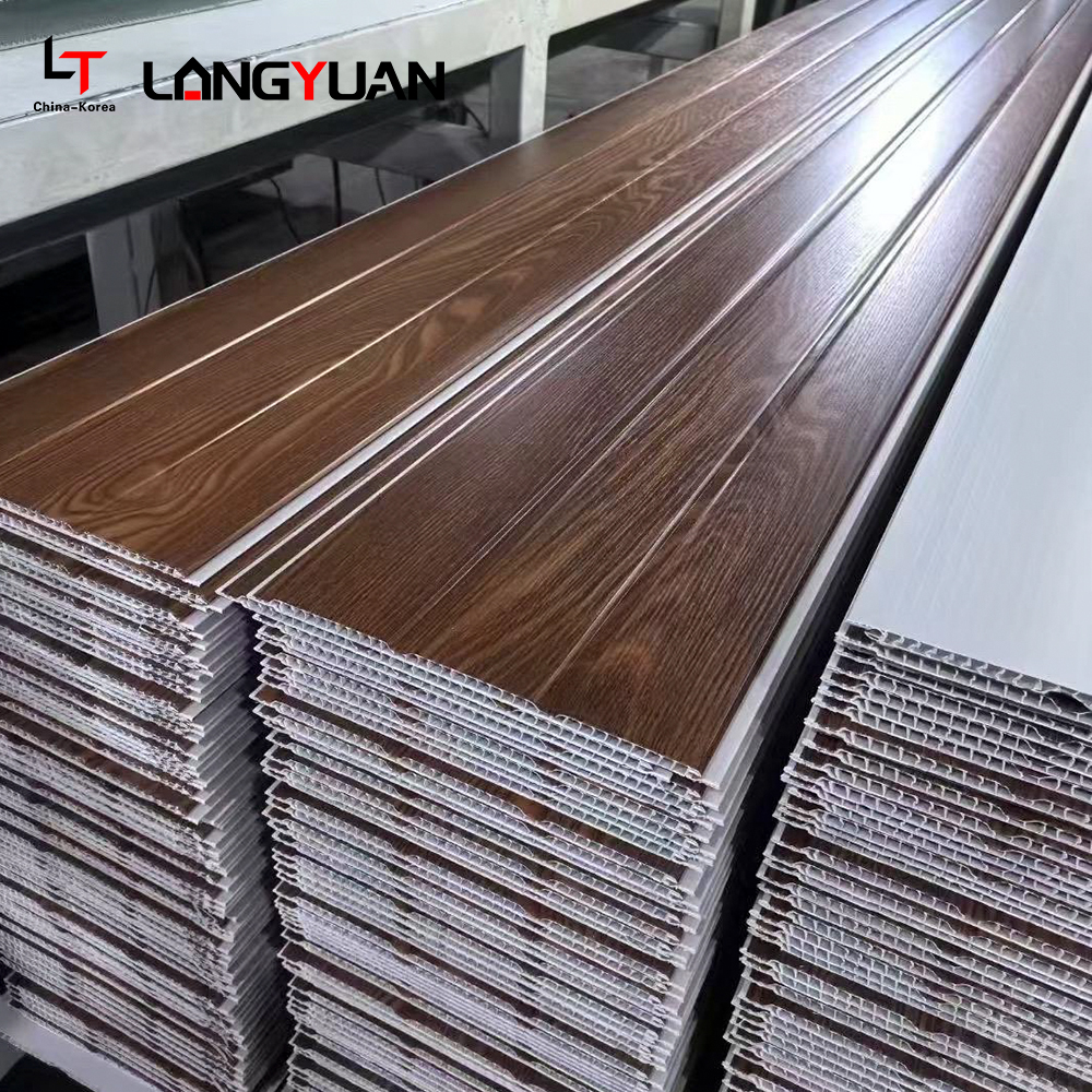 Wood Grain PVC Ceiling Panel 6-10 mm WPC Board Strip for Interior Decoration 20/25/30 cm Width Fireproof Waterproof