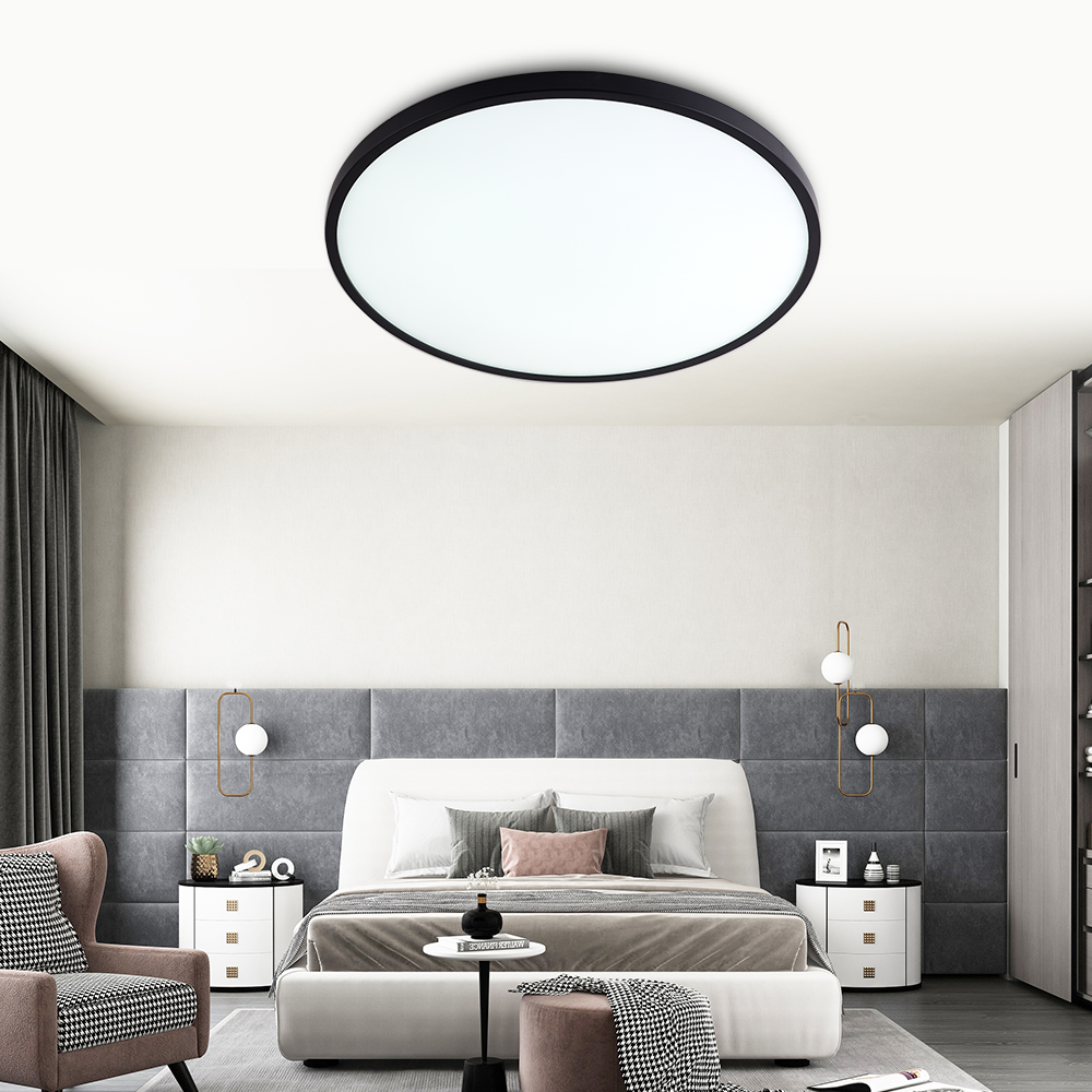 Modern Round Flush Mount LED Ceiling Light Warm White Dimmable with Remote Control for Bedroom