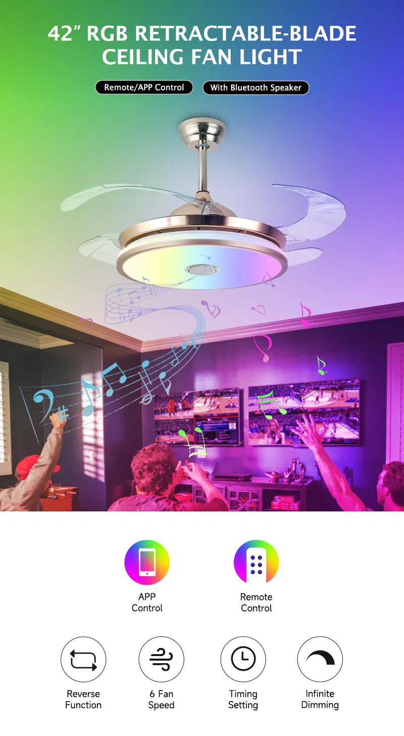 42inch Indoor Smart RGB Music LED Ceiling Light with Mobile APP Control