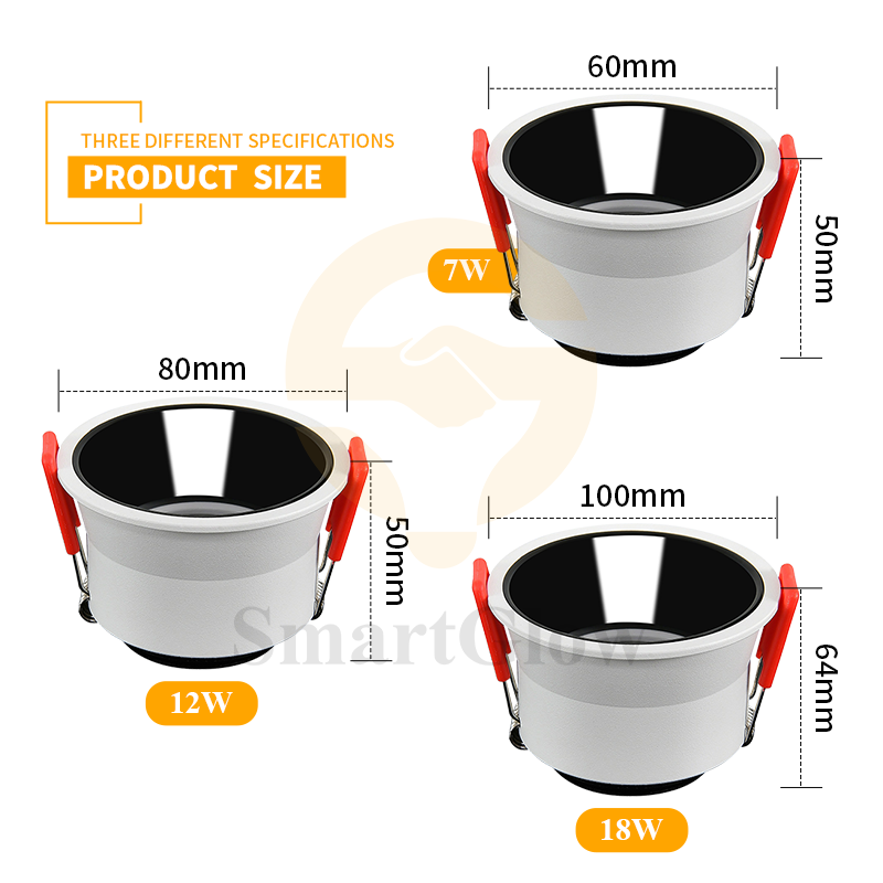 Factory Price Anti Glare Downlights Recessed Ceiling LED Down Light 5W 7W 10W 12W 15W Retrofit Bridgelux Chip COB LED Downlight