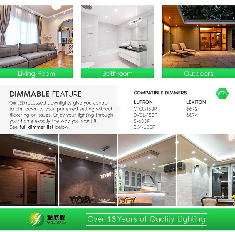 Anti-Glare Downlight 4inch 12/15W Dimmable COB Square White with Black Trim Downlight 5CCT Selectable Downlight CRI 90+
