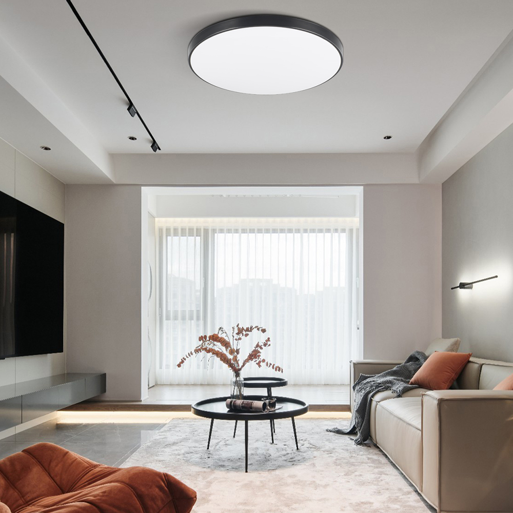 High Quality Modern LED Plastic Surface Mounted Black Shell Round Ceiling Light for Bedroom and Livingroom 30W