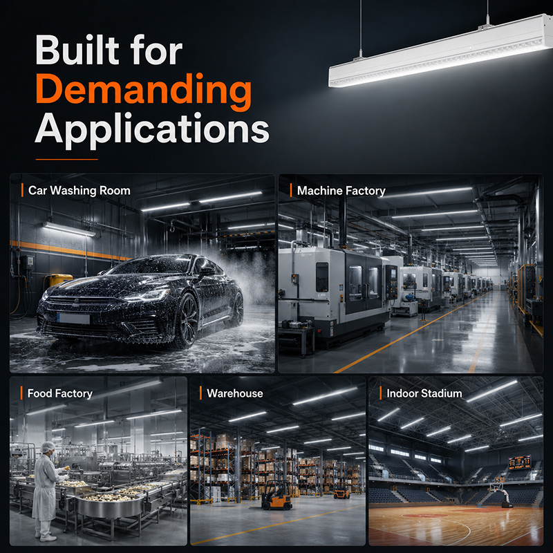 IP54 IK08 LED Modular Linear Trunking System Aluminum Construction 5-Year Warranty DALI Dimmable Industrial Lighting For Machine