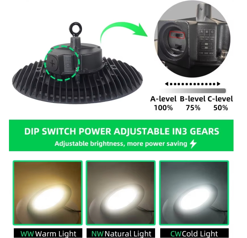 100W-240W Range IP65 Waterproof for Industrial Warehouse Sports Stadiums Durable Aluminum Commercial UFO High Bay LED Lamp