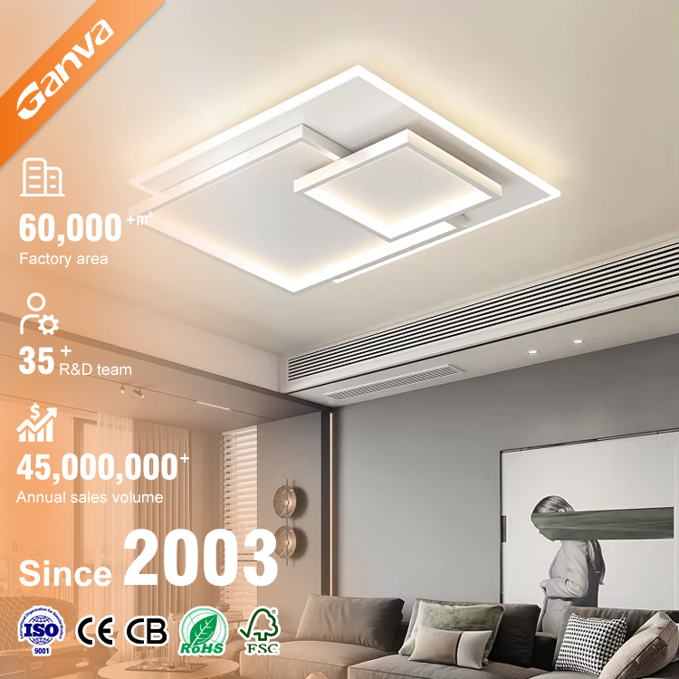 Ganva High Quality Home Decorative Surface Mounted Remote Control Dimmable 77w Square Led Ceiling Light for Living Room