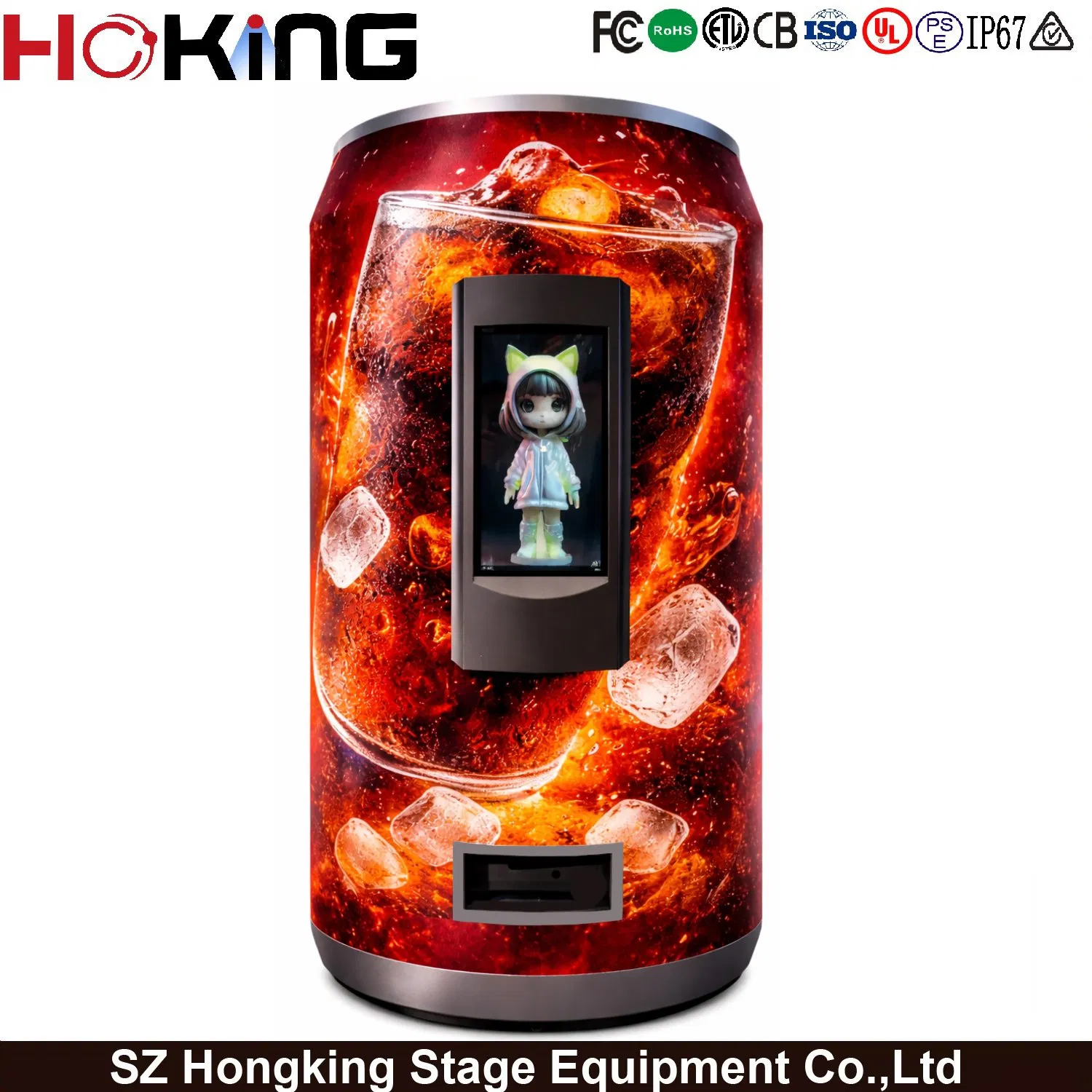 Máquina expendedora inteligente comercial con pantalla LED cilíndrica P2.5 fabricada en China