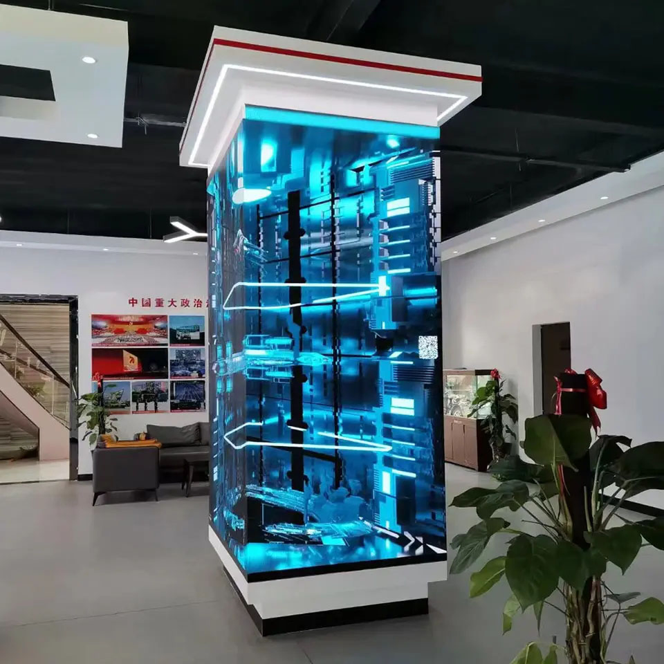 SMD Full Color Right Angle Die Cast Al-Cabinet P2.5 Indoor LED Display for Cube Pillar Advertising