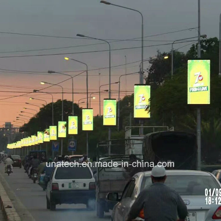 Street Pole/Post/Pillar P4/P5/P6 Advertising Digital Media Panel Screen LED Display