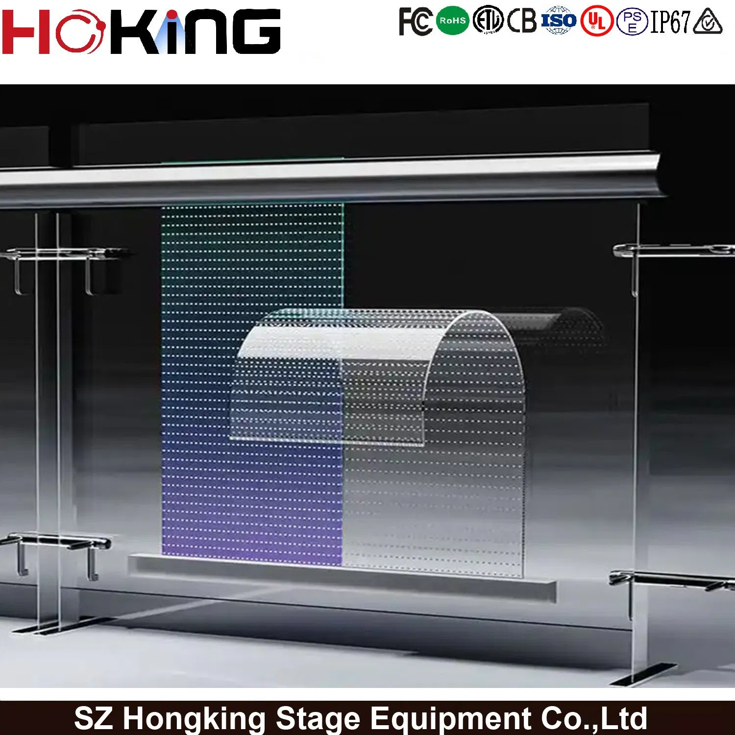 Ultra Thin Glass Window LED Flexible 3D Display Transparent LED Film Display Screen